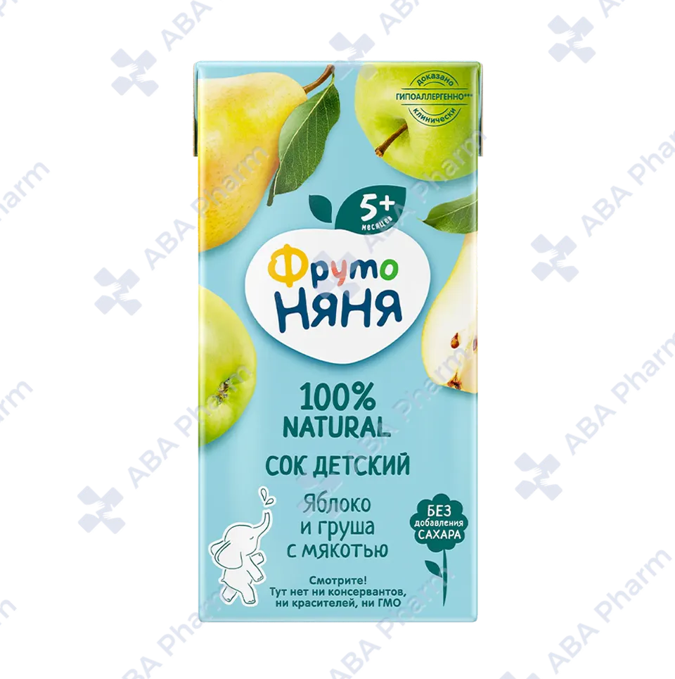 Фруто Няня сок яблоко и груша с мякотью 5мес 200мл №1
