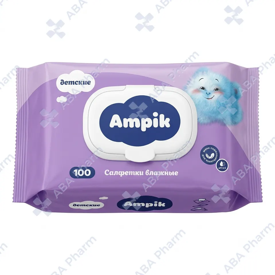 Салфетки влажные Ампик фиолетовый х100 №1