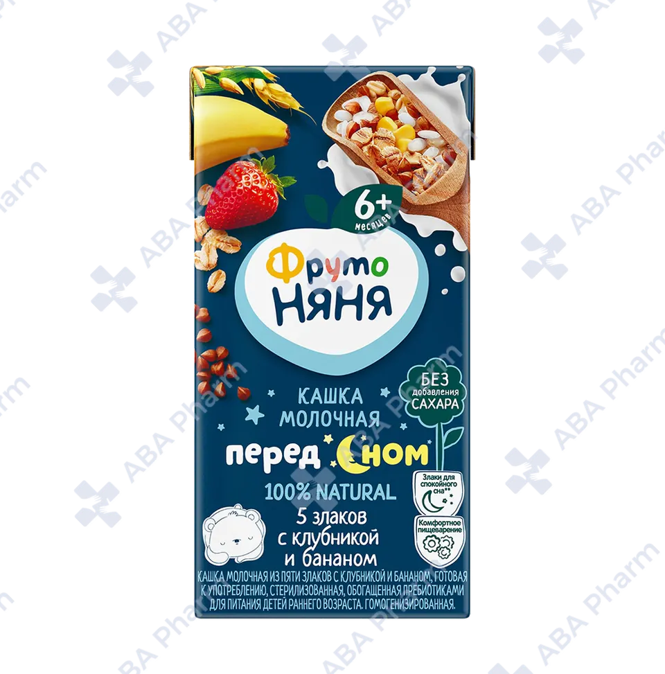Фруто няня м/каша питевая 5 злаков клубника.банан п/сном 200мл №1