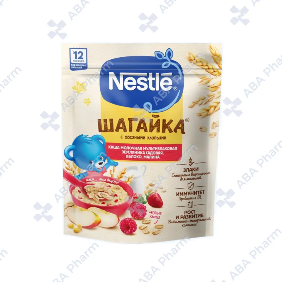 Нестле Шагайка м/к мультизлаковая земляника садовая, яблоко, малина с 12 мес. 200г №1