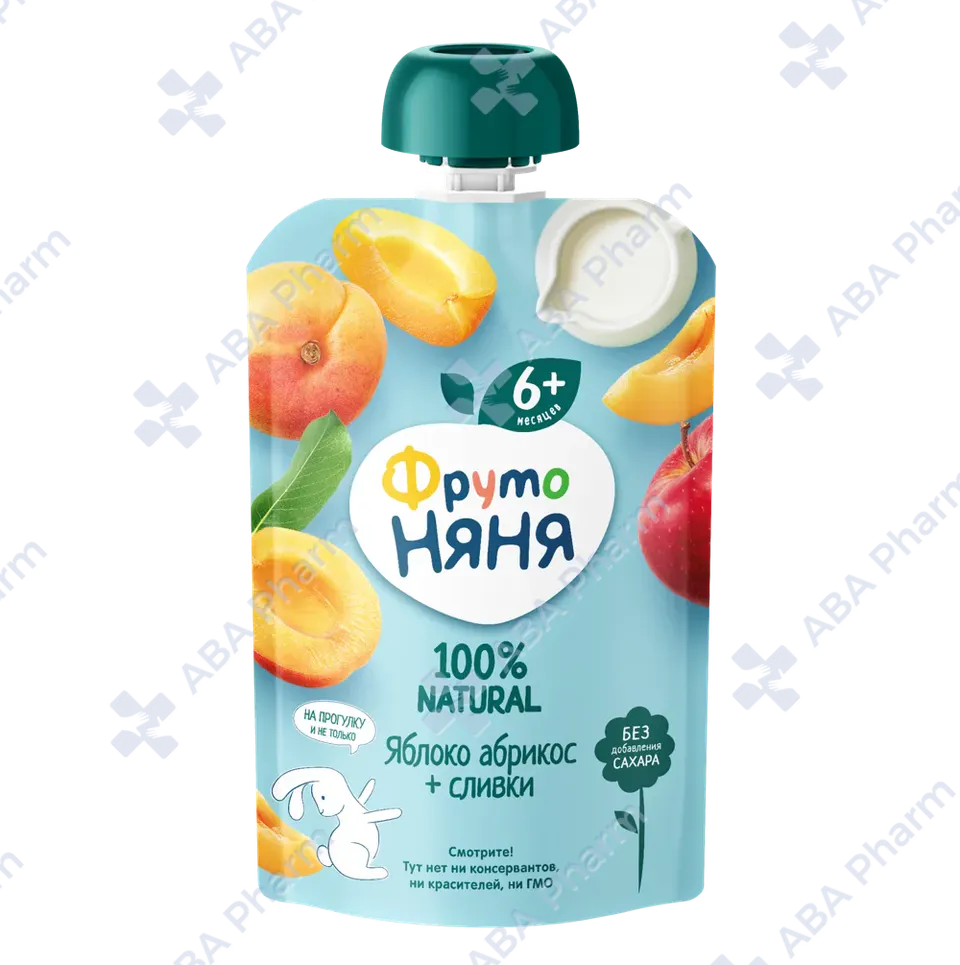 Fruto Nyanya puree fruit-milk Apple-apricot with cream from 6 months 90g №1