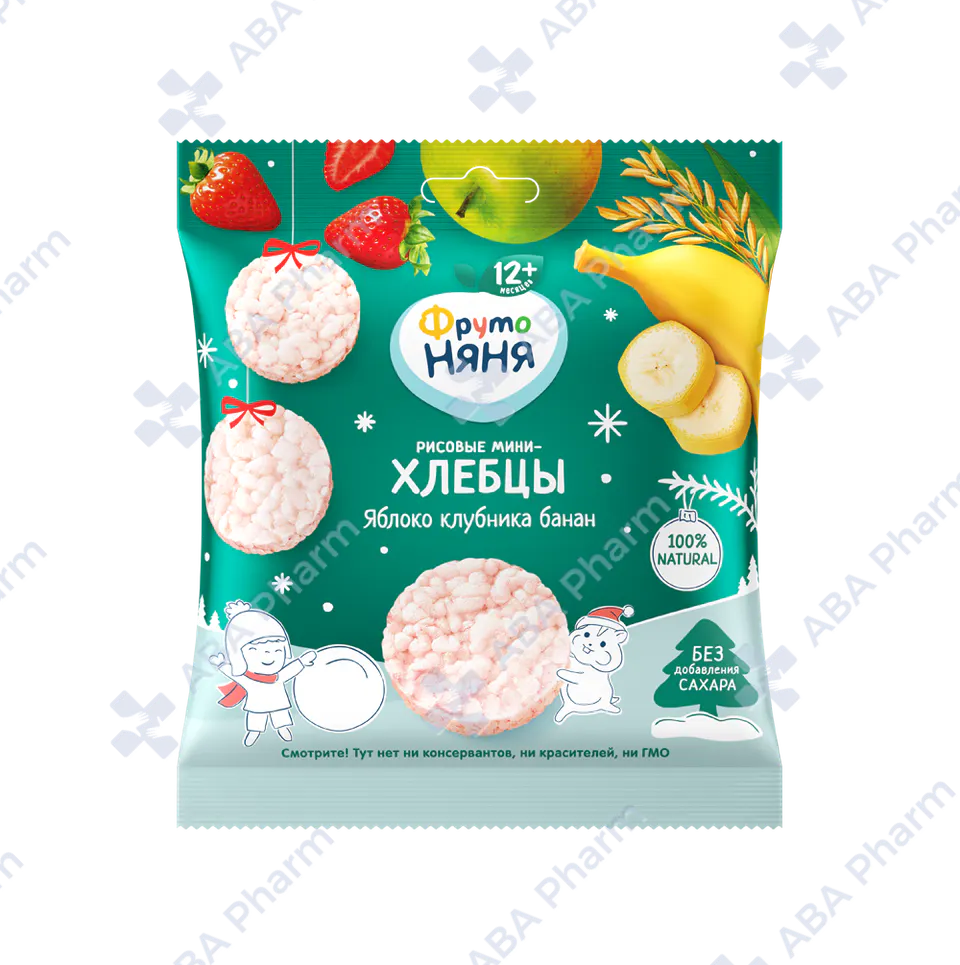 Fruto Nyanya mini rice crispies with apple, strawberry, banana, and prebiotics 30g from 12 months №1