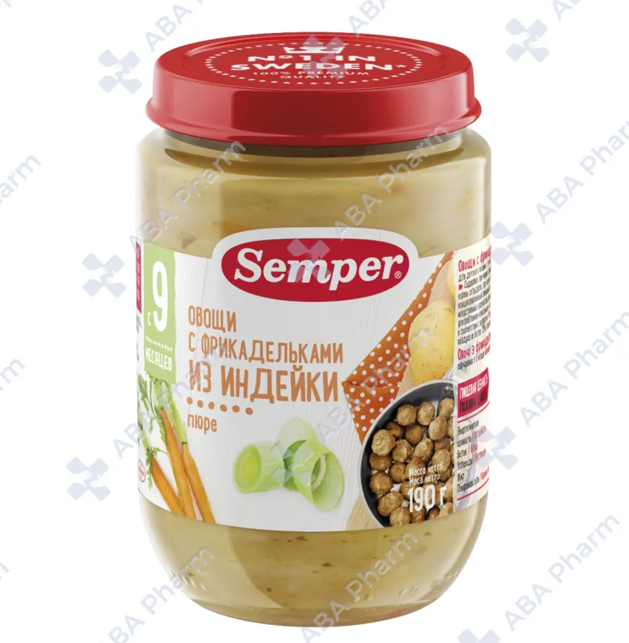 Семпер пюре овощи с фрикадельками из индейка 190г №1