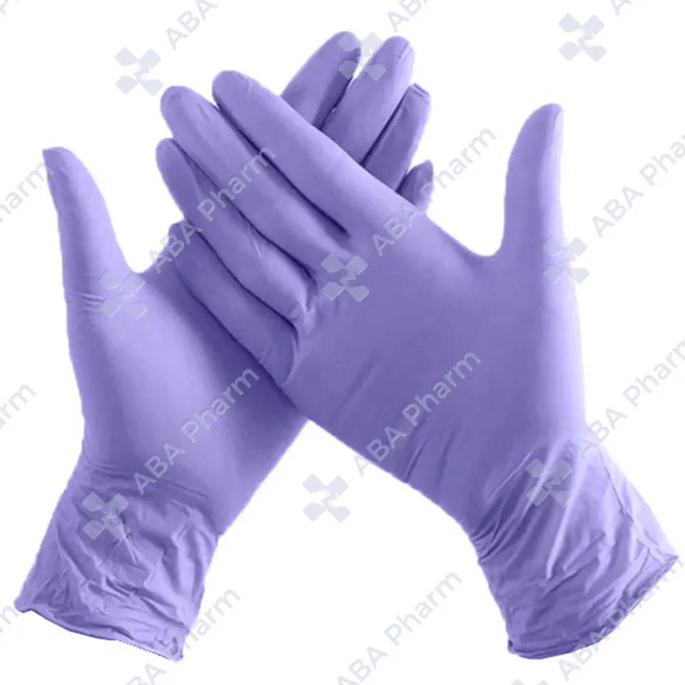 Orange Vinyl Nitrile Gloves Talc-Free  Lilac M №100