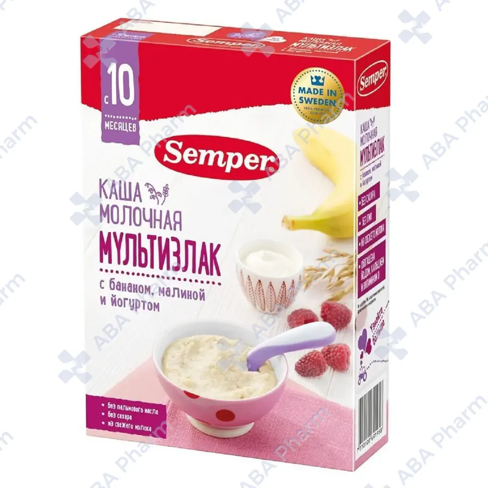 Семпер каша молочная мультизлак банан малина йогурт 180г №1