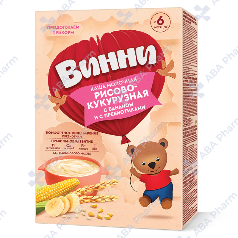 Винни м/к рисово-кукурузная с бананом и пребиотиками с 6 мес 200г №1