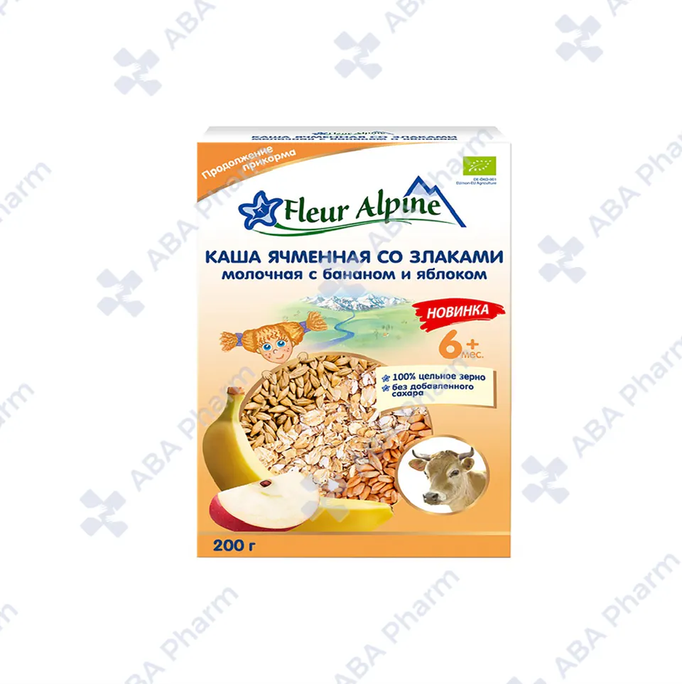 Fleur Alpine Organic baby milk cereal barley and grain mix with fruits 6 moths 200g №1