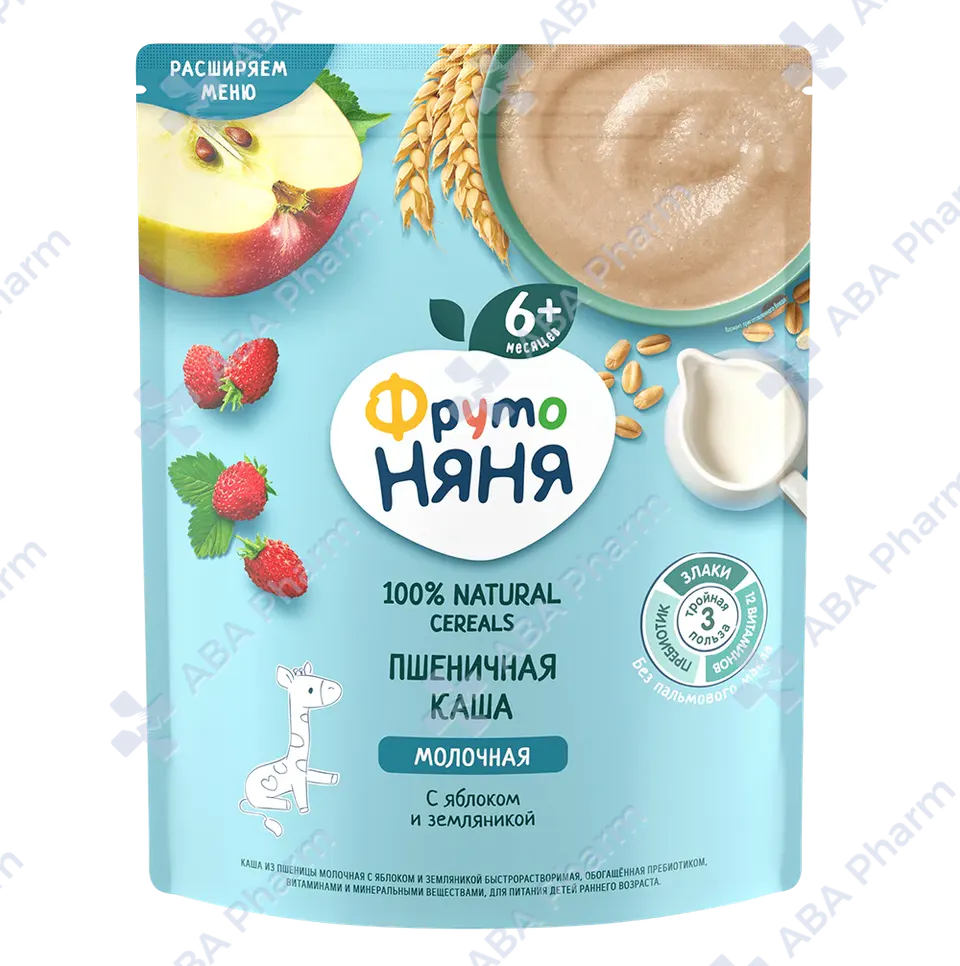 Fruto Nyanya milk wheat porridge with apple and strawberry from 6 months, 200g  №1