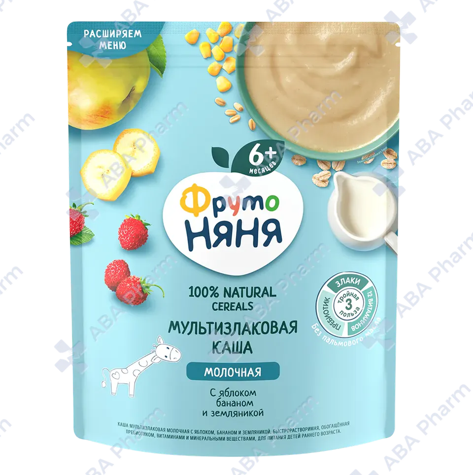 FrutoNyanya multigrain milk porridge with apple, banana and strawberry 062091 from 6 months 200g №1