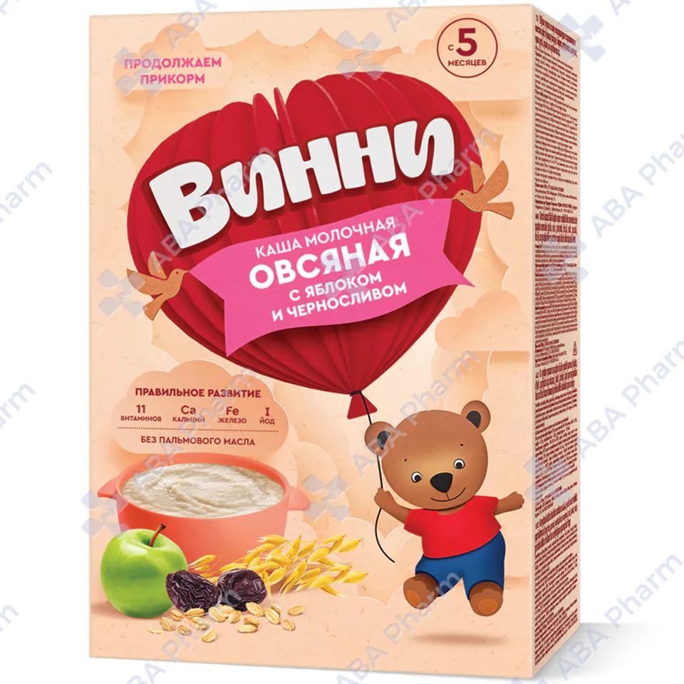 Винни м/к овсяная с яблоком и черносливом с 5 мес 200г №1