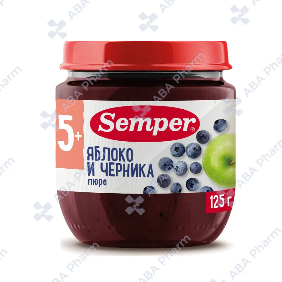 Semper apple blueberry puree blueberry from 5 months 125g №1