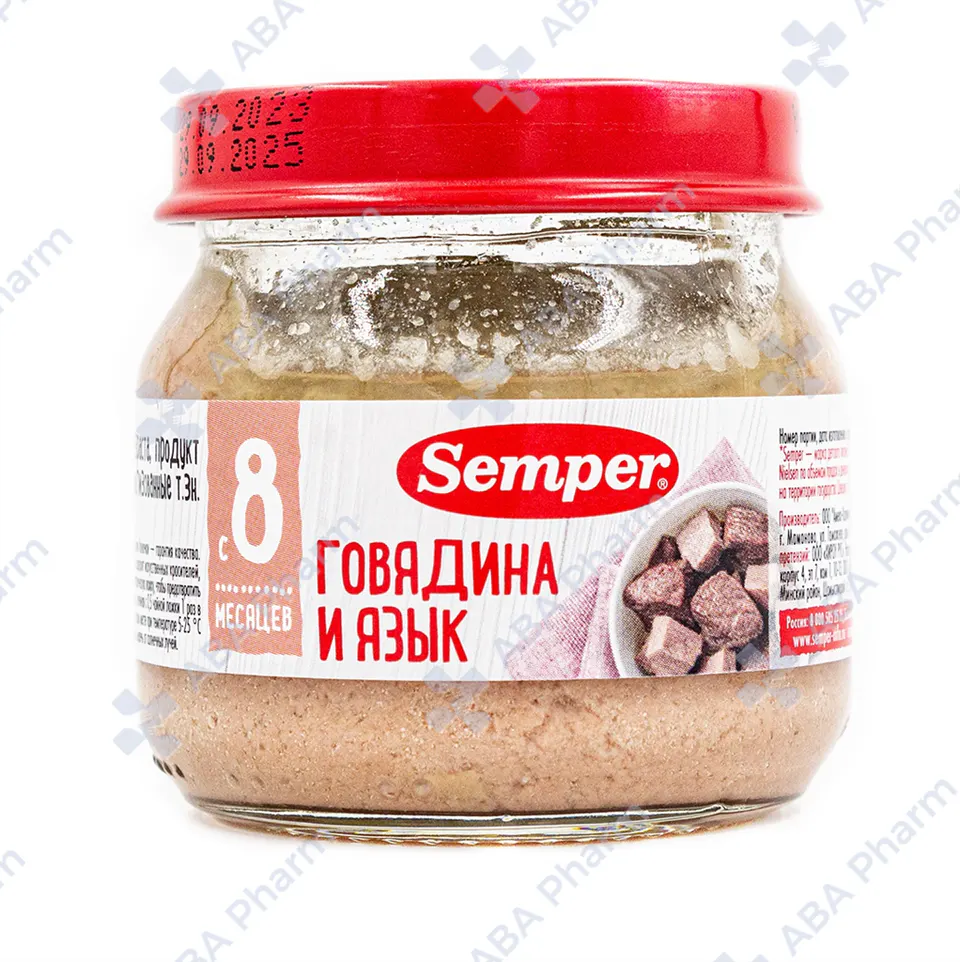 Semper beef and tongue puree 8+ 80g   №1