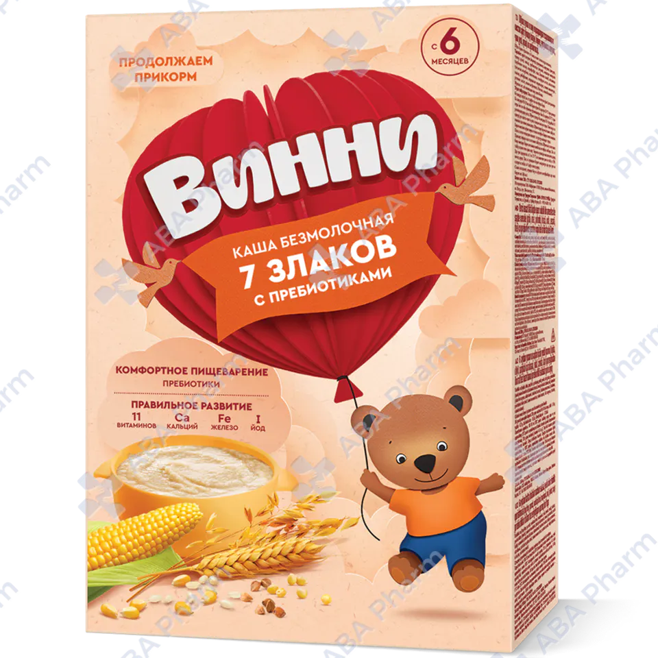 Винни б/м каша 7 злаков с пребиотиками с 6 мес 200г №1