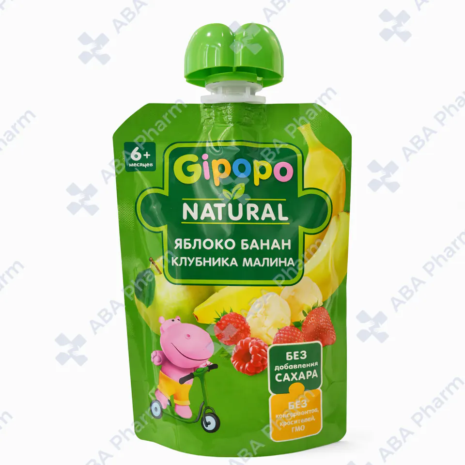 Gipopo puree apple, banana, strawberry, raspberry 90g №1