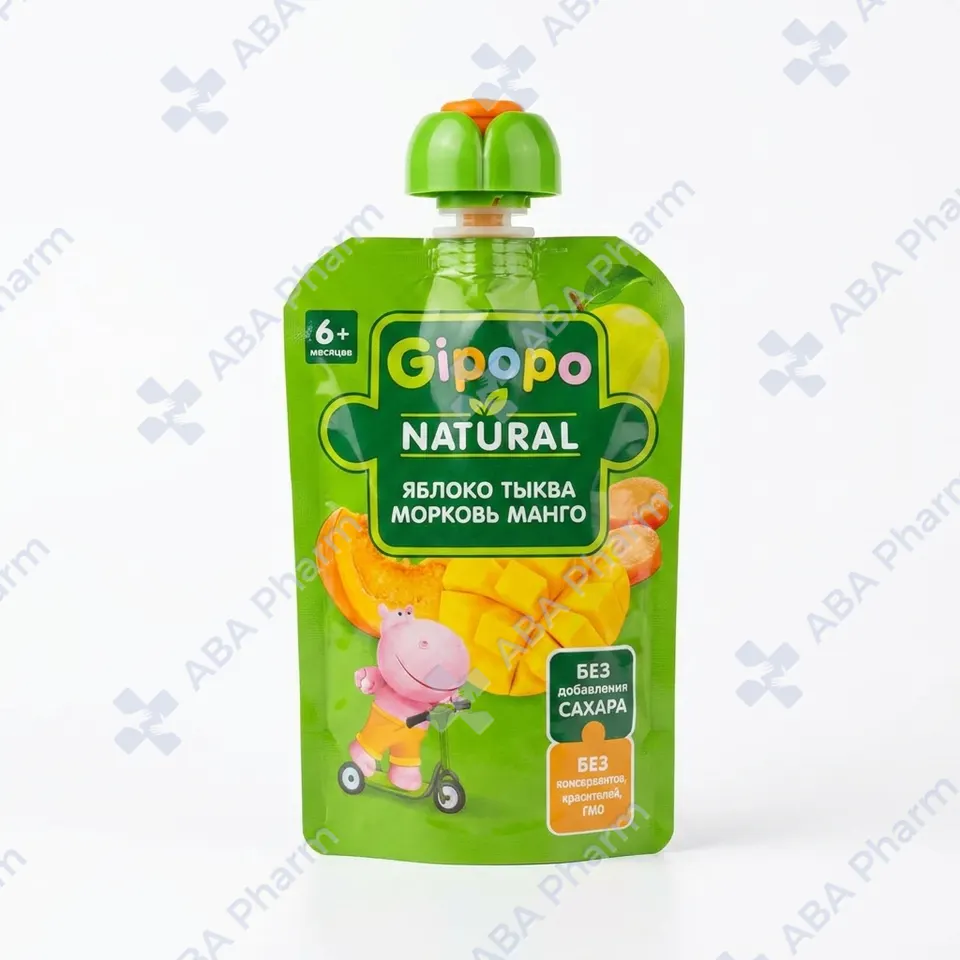 Gipopo puree apple, pumpkin, carrot, mango 6+ months 90g №1
