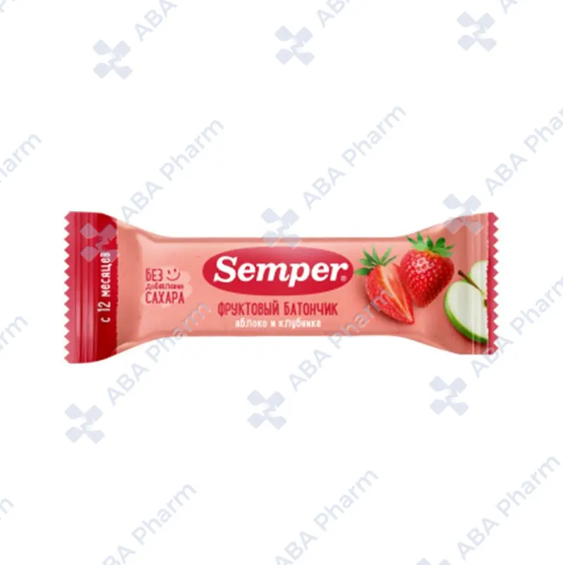 Семпер фруктовый батончик яблоко и клубника 15г №1