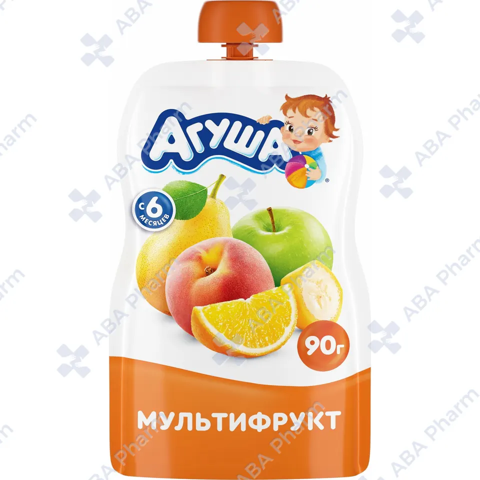 Агуша пюре фрукт, Мультифрукт с 6мес. 90г пауч №1