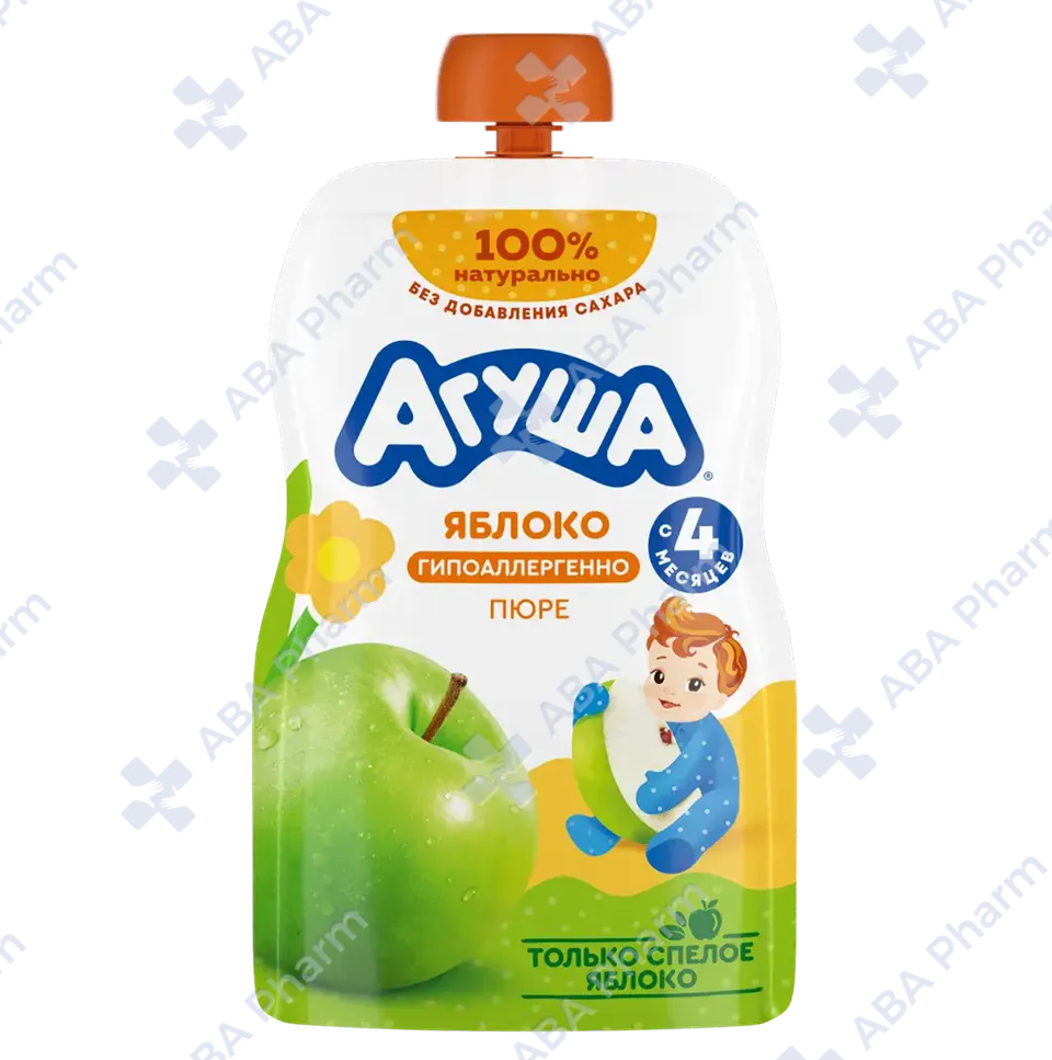 Агуша пюре фрукт, Яблоко с 6мес. 90г пауч №1
