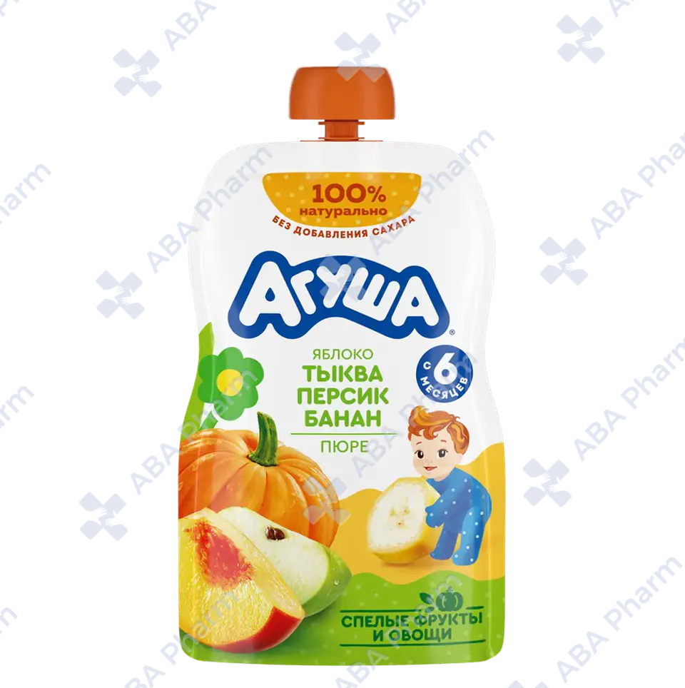 Agusha fruit and vegetable puree Apple Pumpkin Peach from 6 months 90g pouch №1