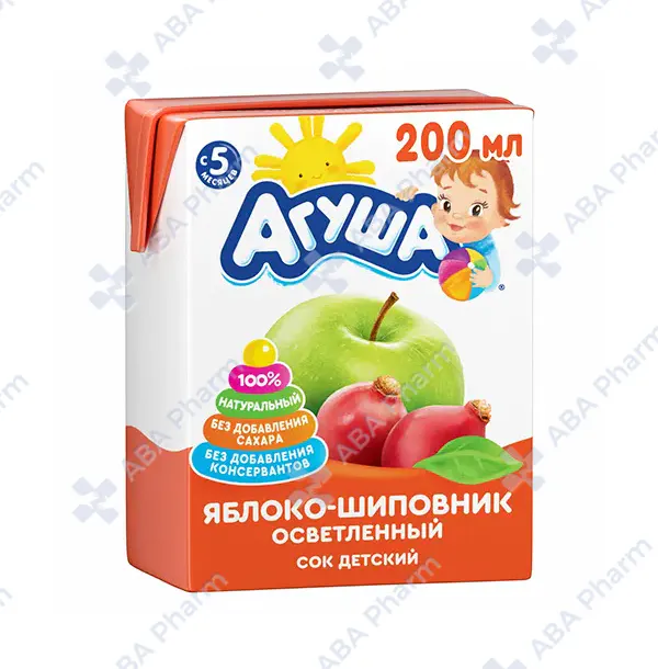 Агуша сок Яблоко Шиповник с мякотью с 5мес. 200мл №1
