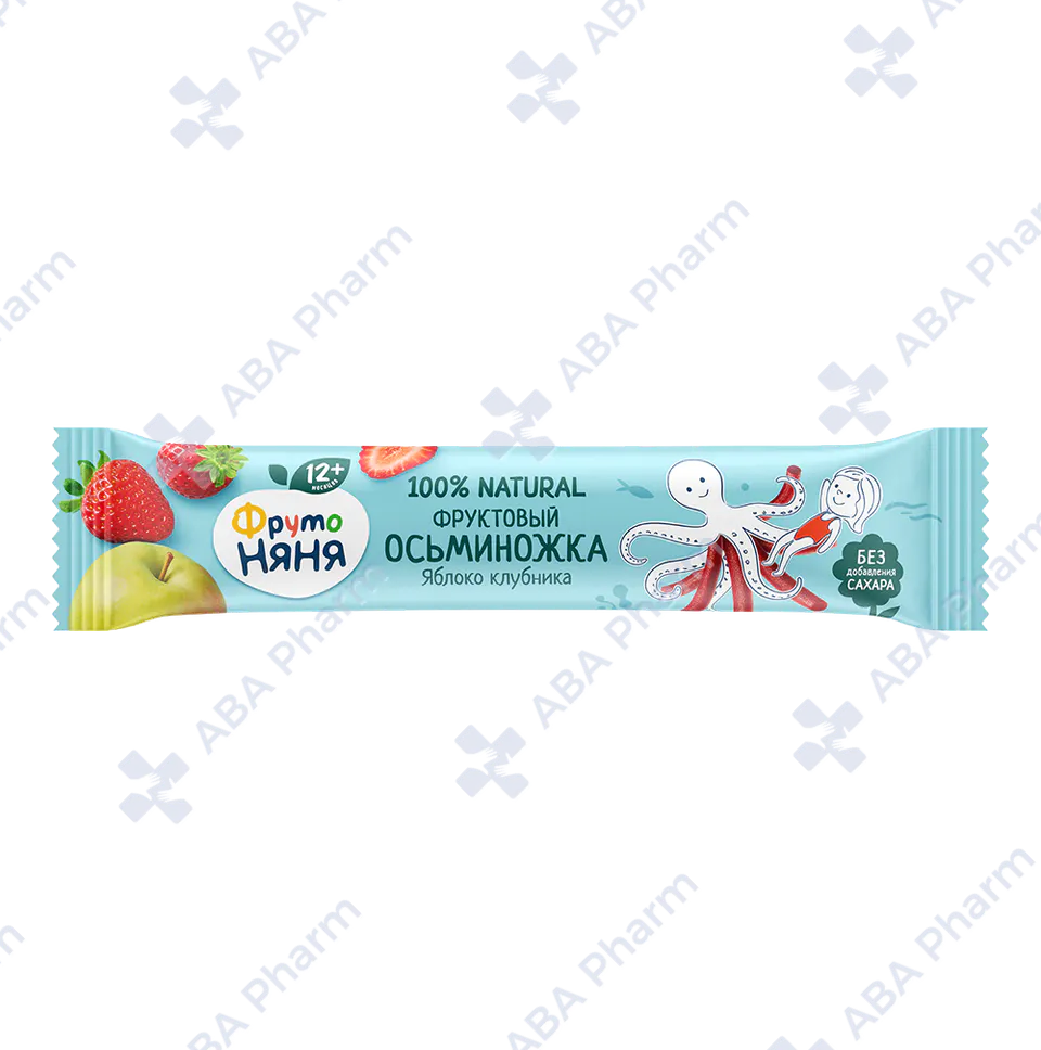 Фруто Няня фруктовые кусочки осьминожки яблоко клубника с 12мес. 16гр №1