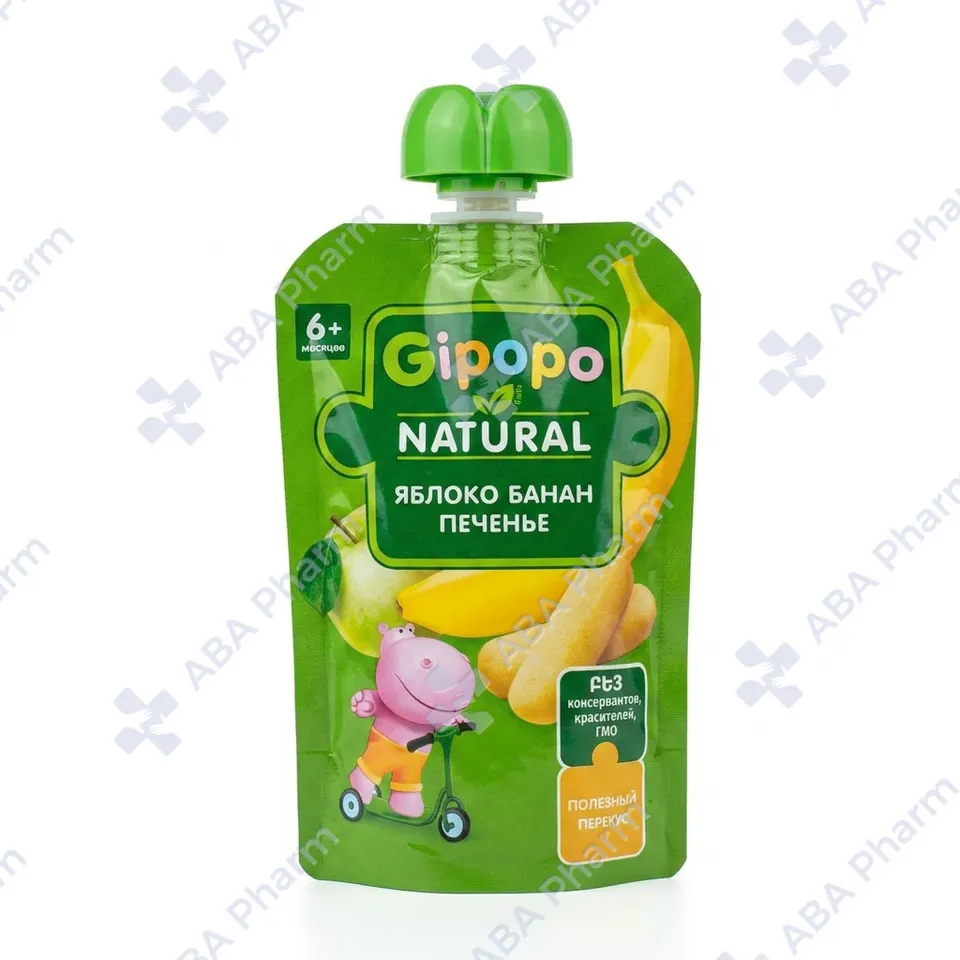 Gipopo puree apple, banana, cookie 6+ months 90g №1