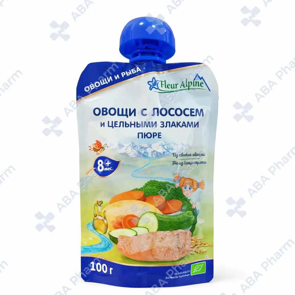 Fleur Alpine organic vegetable puree with salmon pouch 8 months 120g №1