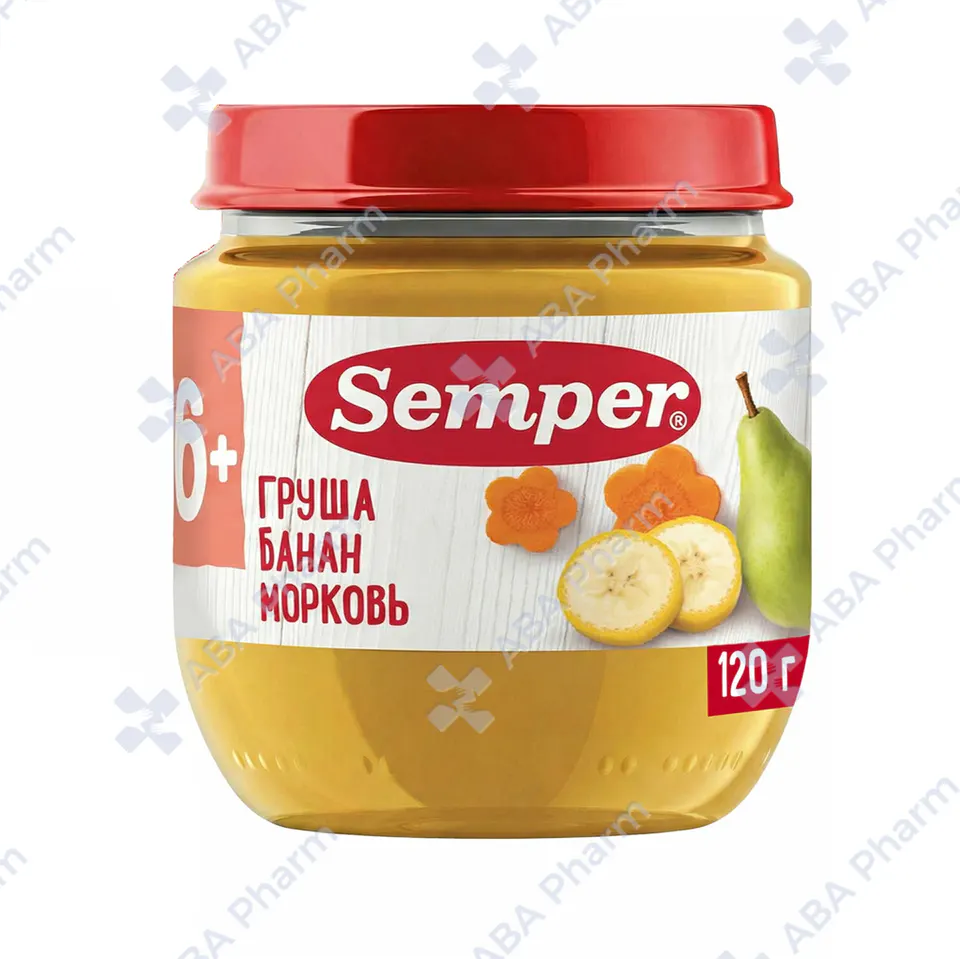 Семпер пюре груша банан морковь с 6 мес. 120г №1