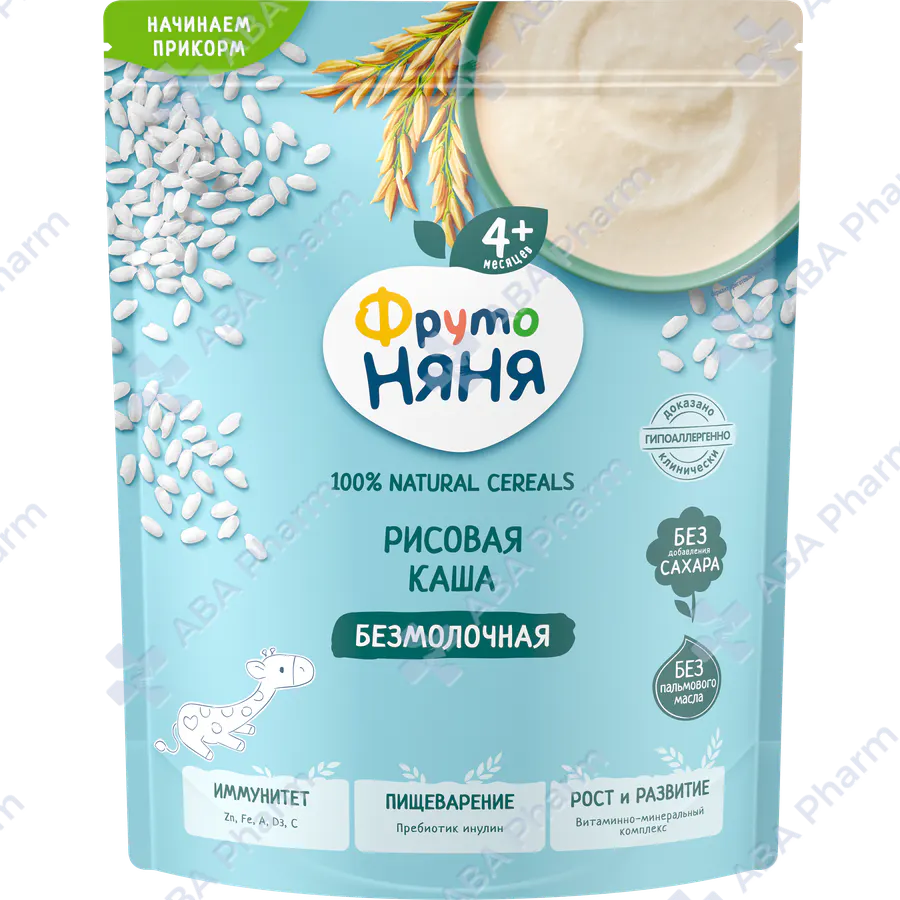Фруто Няня каша безмолочная рисовая с 4 мес 190г №1