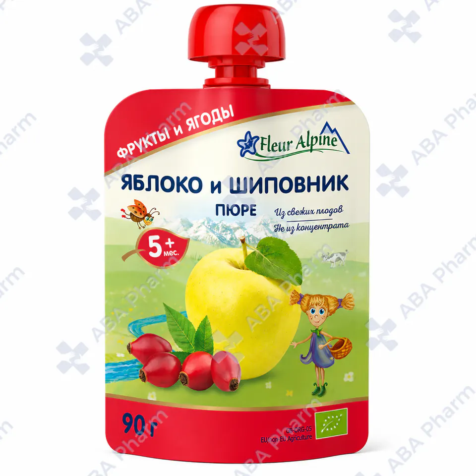 Флер Альпин пюре яблоко и шиповник 5мес+ 90г №1