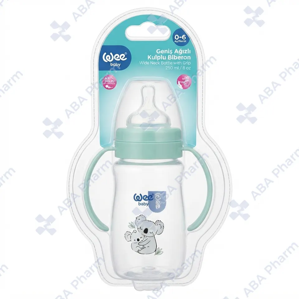 Baby bottle "Wee Baby" plastic with silicone nipple, 0-6 months, blue 250ml  №1