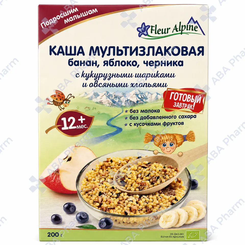 Ֆլուեր Ալպին շիլա բազմահատկային բանանով,խնձորով և հապալասով 12ամս 200գ №1