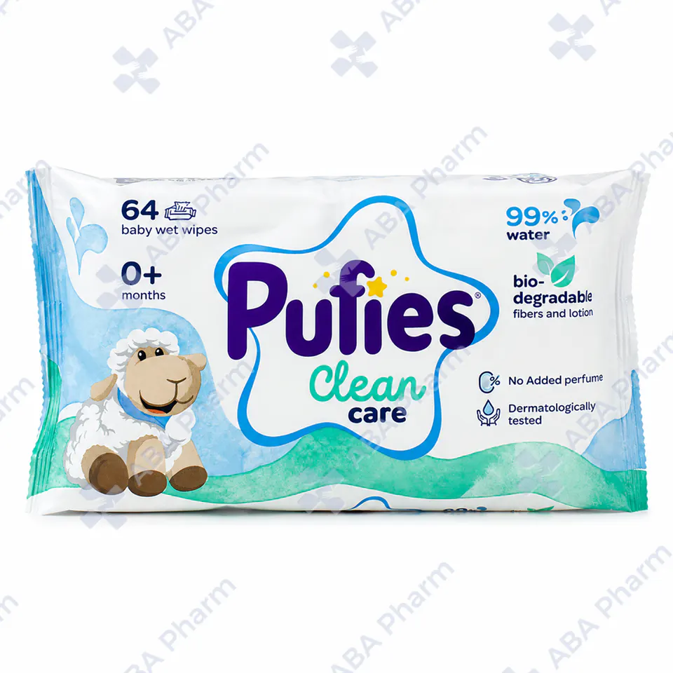 Салфетки влажные Пуфис 0+ Clean Care х64 №1